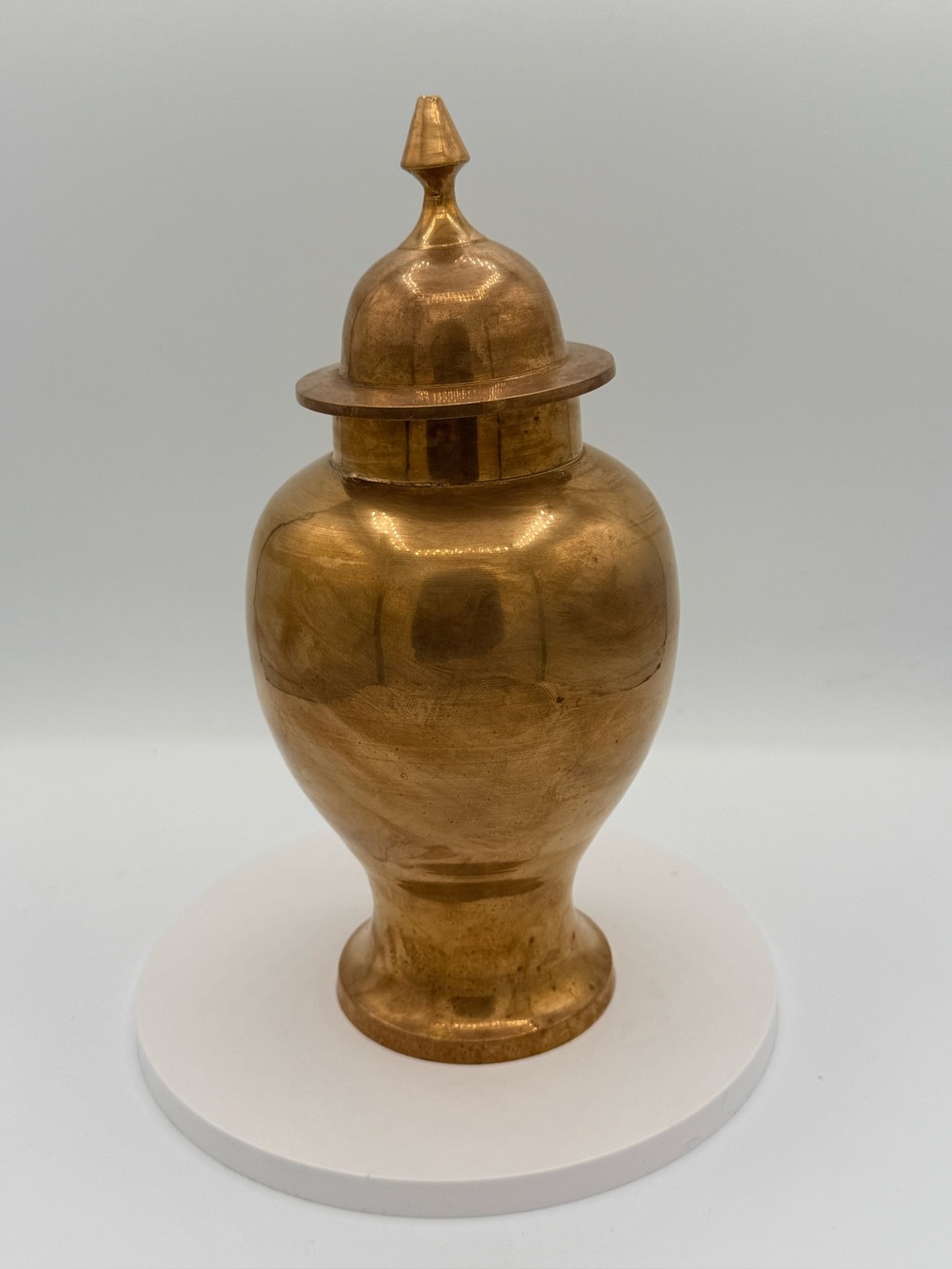 Brass Lidded Ginger Jar - Warm Metallic Brass Finish